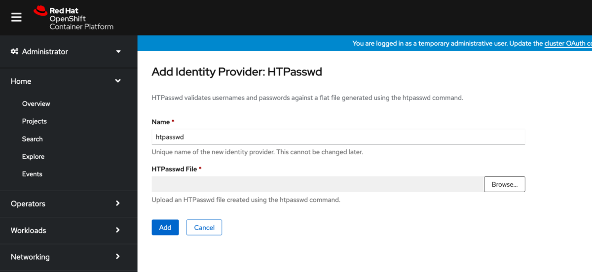 HTPasswd Auth in OpenShift 4.x